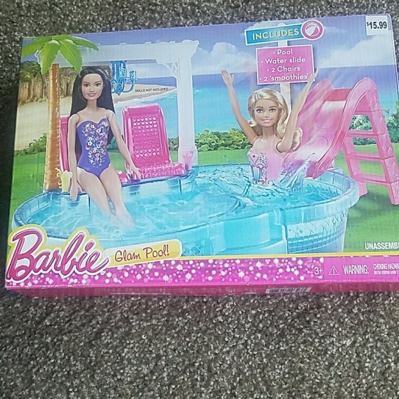 Barbie Glam Pool Fun doll activity Child Kids waterslide chair smoothies Toys 2 Barbie Glam Pool Fun doll activity Child Kids waterslide chair smoothies Toys 2